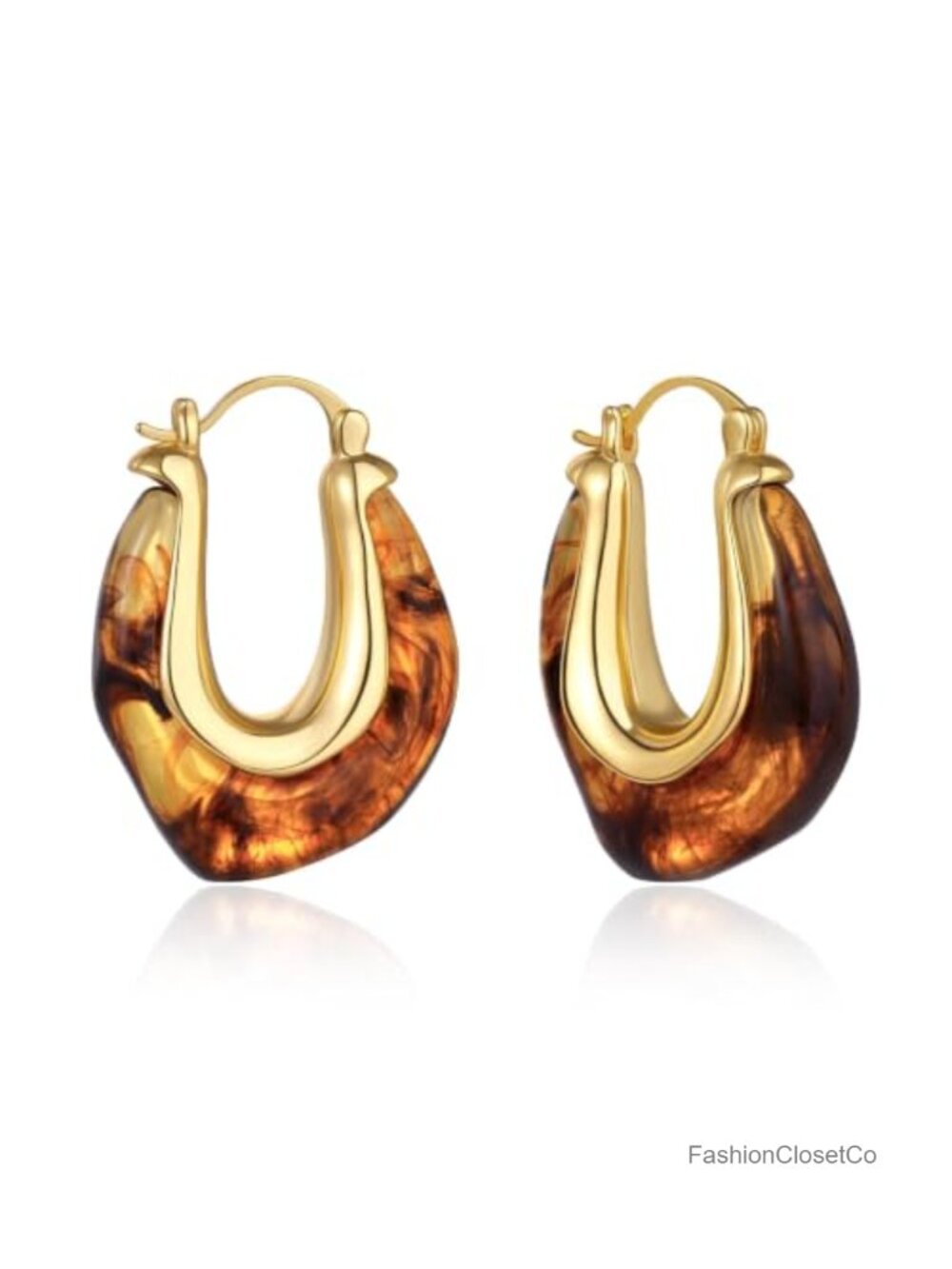 Acrylic Hoop Earrings with 14K Gold-Plated Edges Lightweight Hypoallergenic